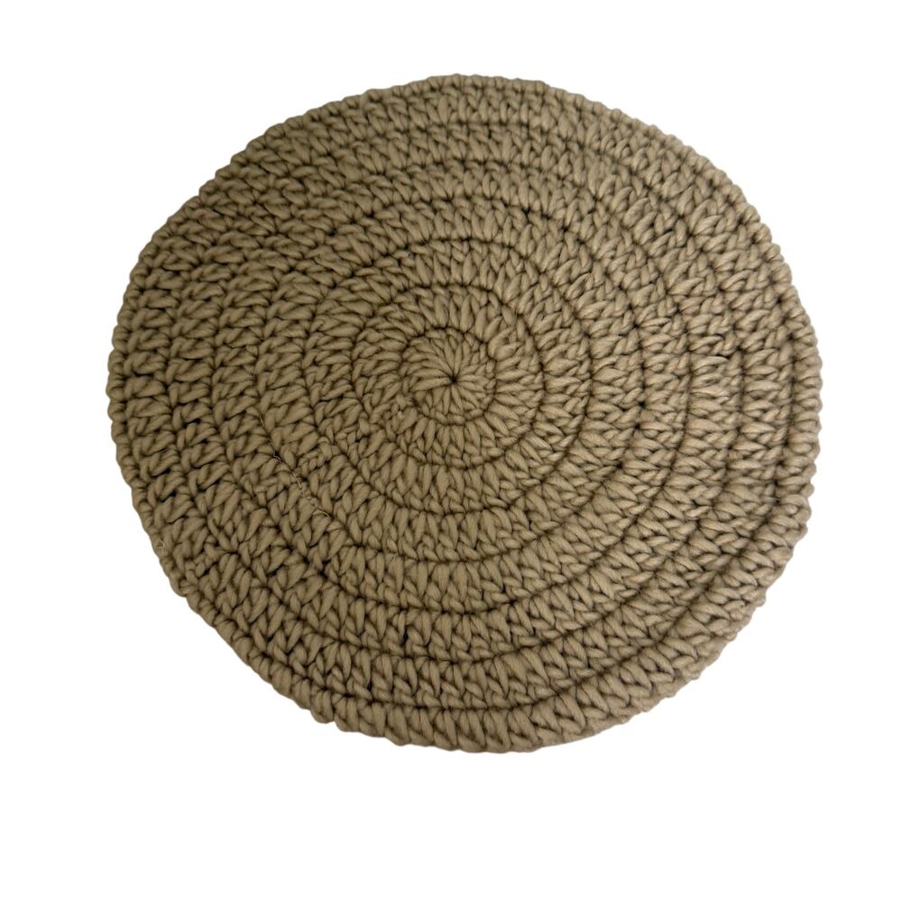 Vintage 1980s Khaki Brown Fall Winter Boho Knit Beret Hat OS - Picture 3 of 8